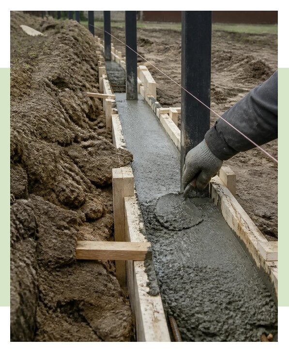 Бетонный фундамент под забор с заливкой и монтажом в Смоленске